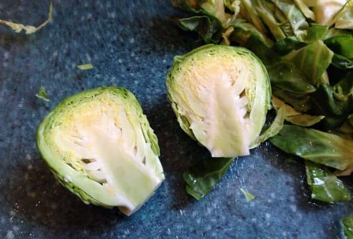 cut brussels sprouts lengthwise