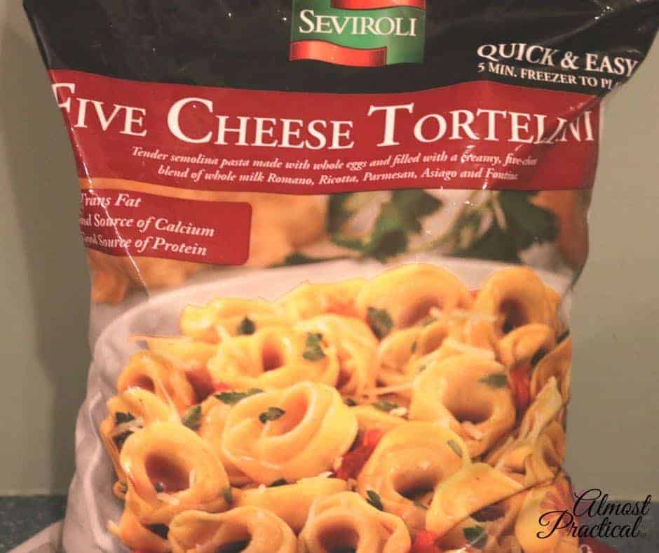 Cheese tortellini for a pasta dinner.