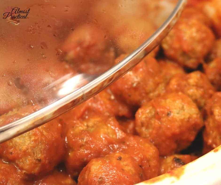 Crock pot meatballs for a pasta dinner.