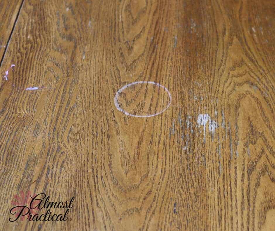 cup marks and scratches on table top