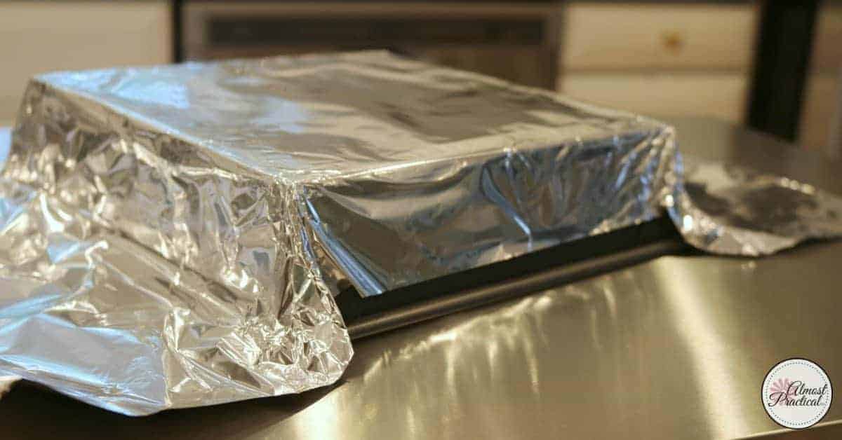 baking tip - easy way to line baking pans with foil