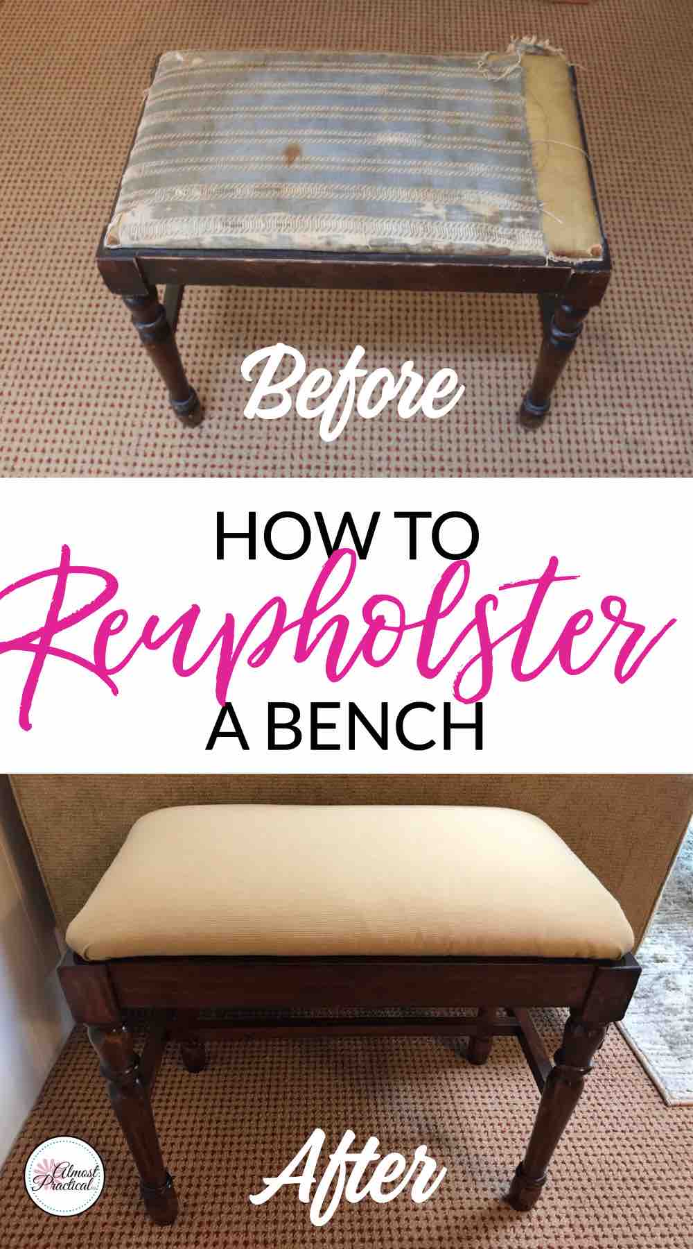reupholster a bench pin