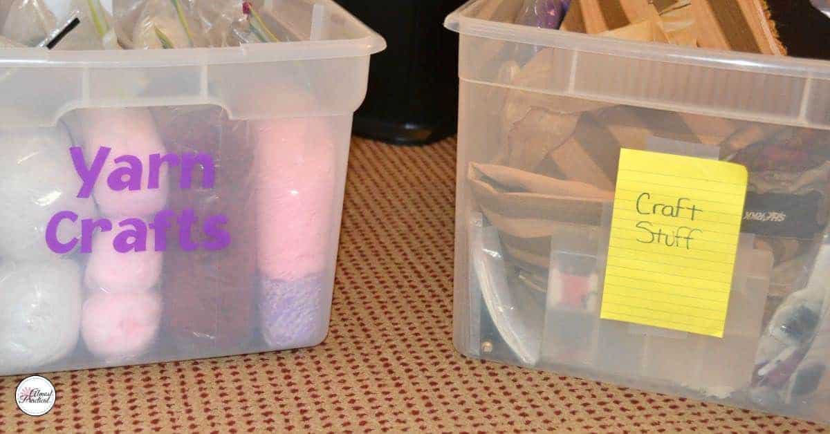 Organizing craft supplies - before and after.
