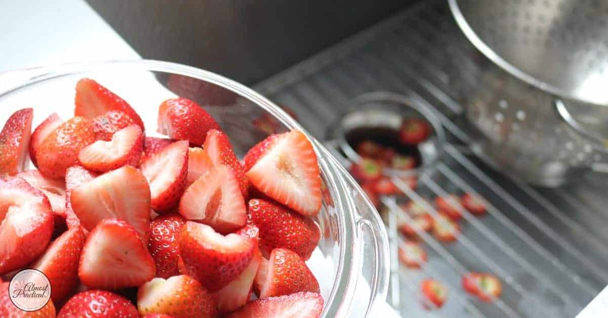 washed and cut strawberries