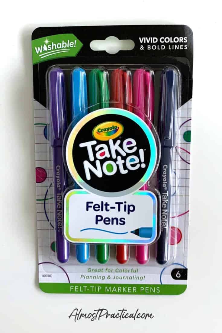 Crayola Take Note! Ultra-Fine Washable Felt-Tip Marker Pen, Pack of 6