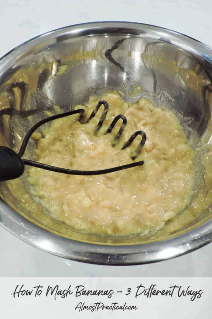 mashed bananas in a mixing bowl