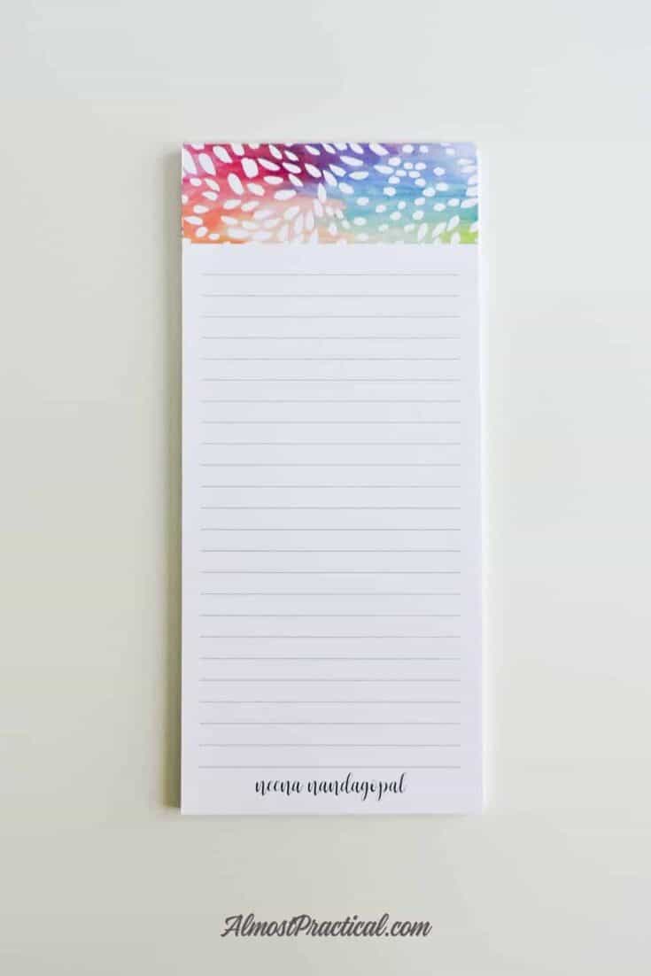A narrow notepad for making lists.