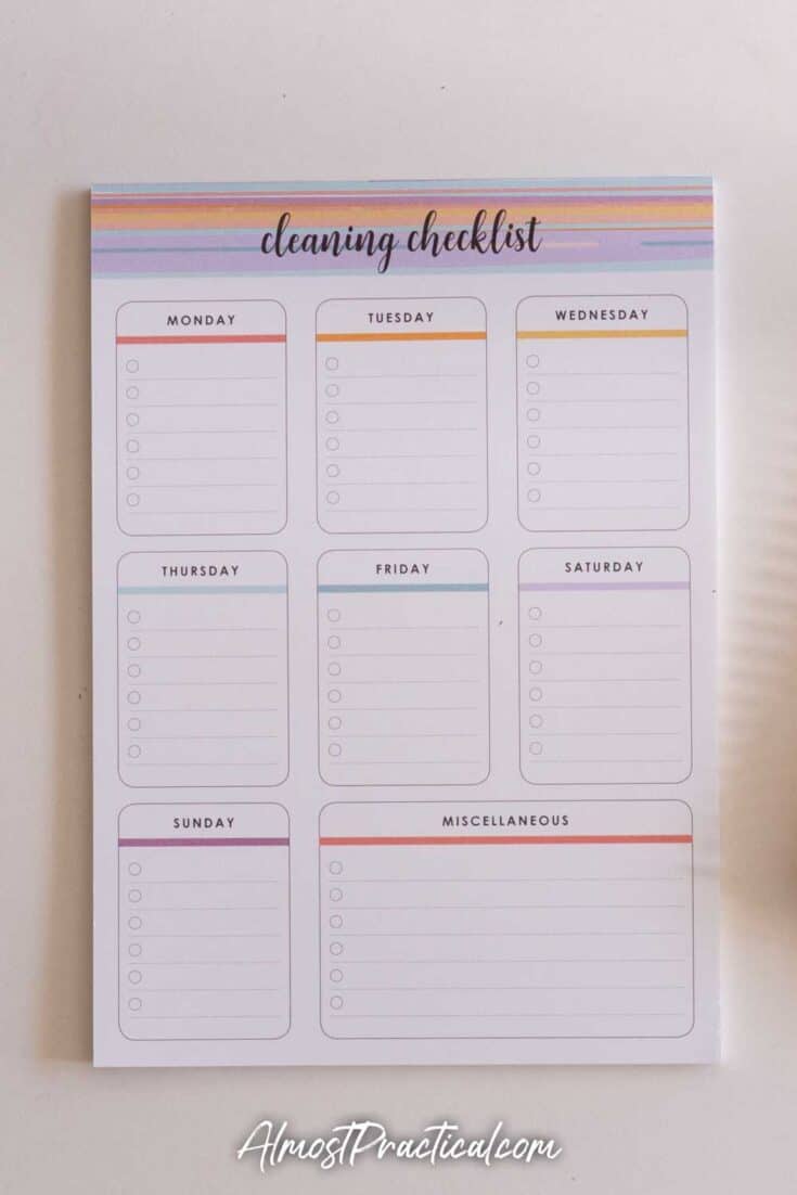 Erin Condren Cleaning Checklist Notepad