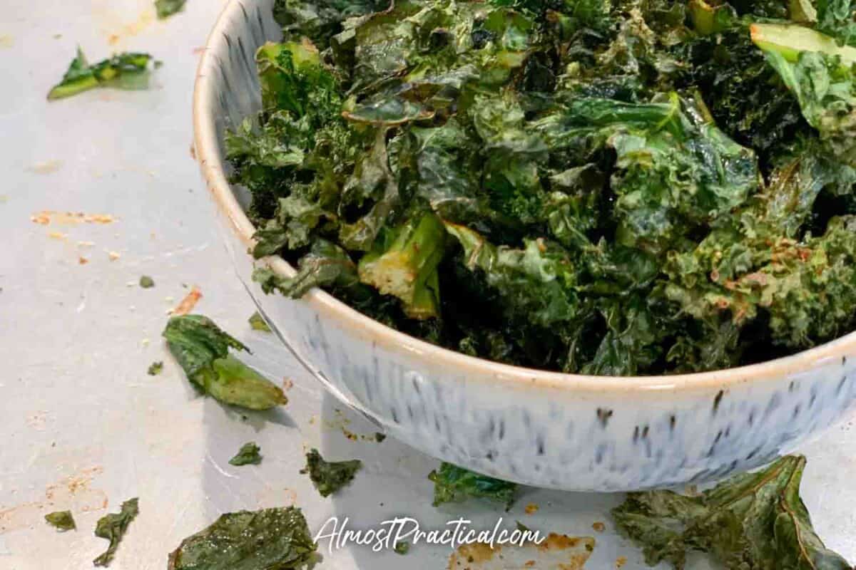 bowl of homemade kale chips