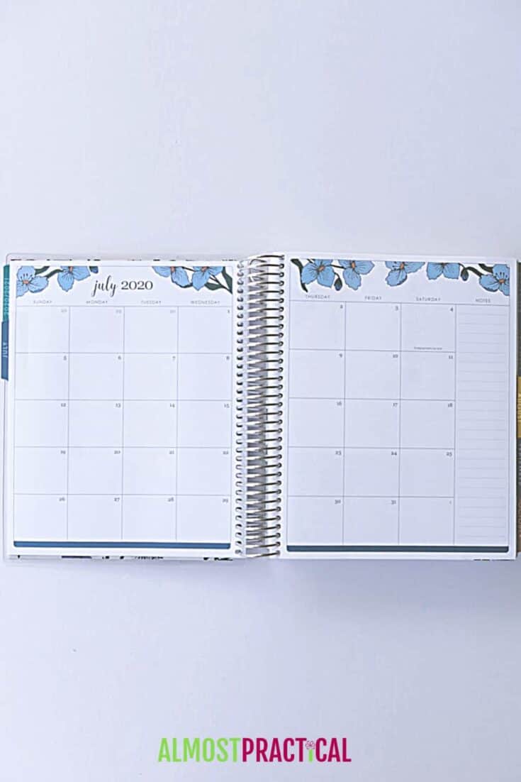 Erin Condren Flower Power LifePlanner monthly layout