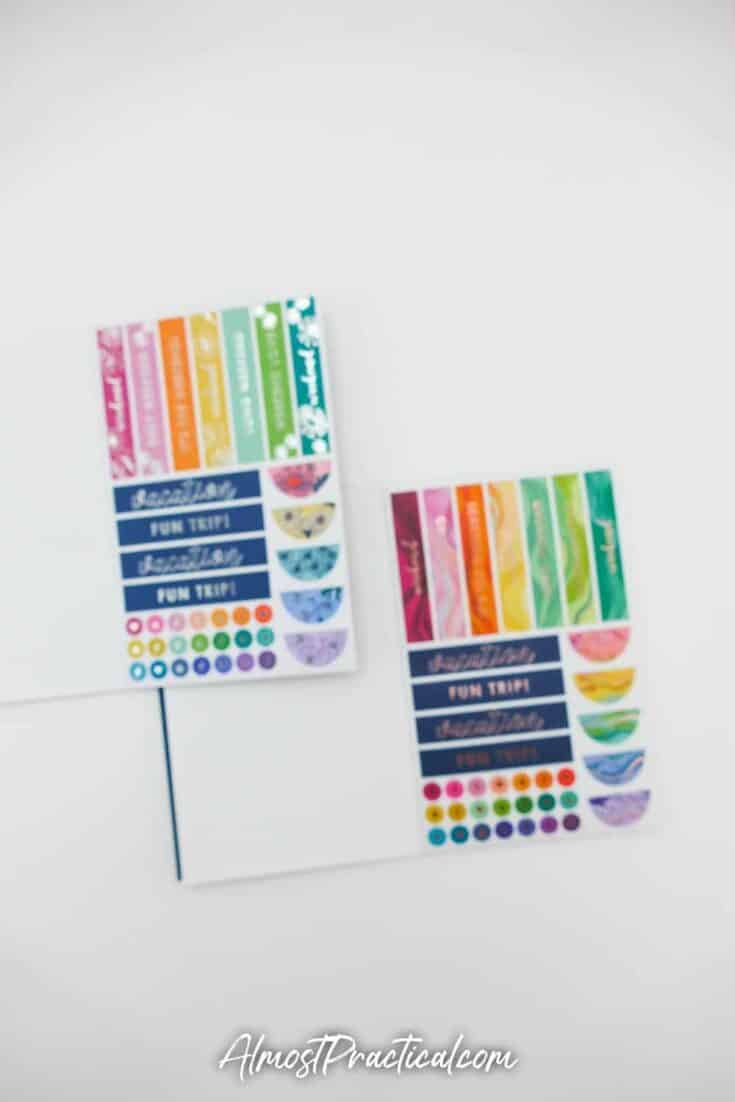 Erin Condren Flower Power Sticker Book and Layers Sticker book side by side - page 8