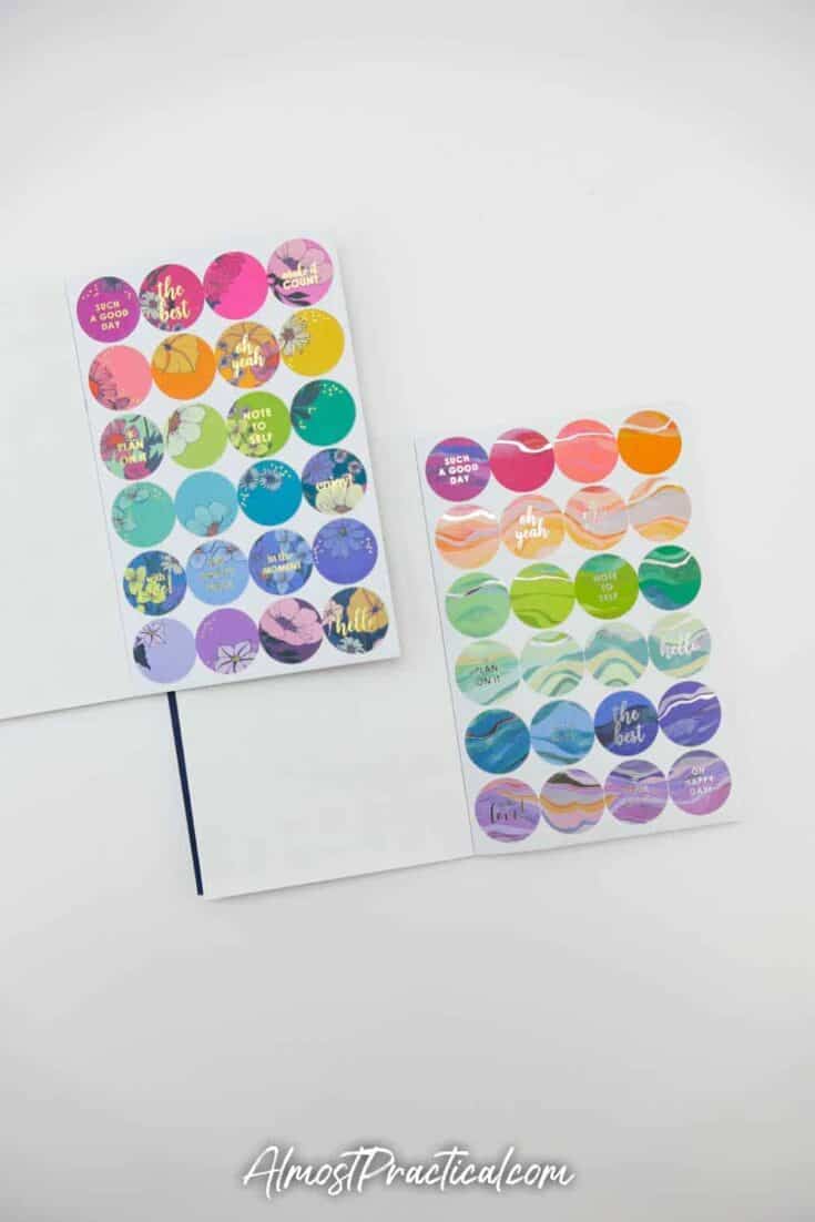 Erin Condren Flower Power Sticker Book and Layers Sticker book side by side - page 6