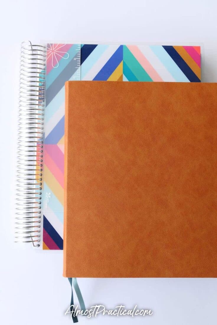 The Erin Condren soft bound teacher lesson planner on top of the Coiled teacher planner - so you can compare the size.