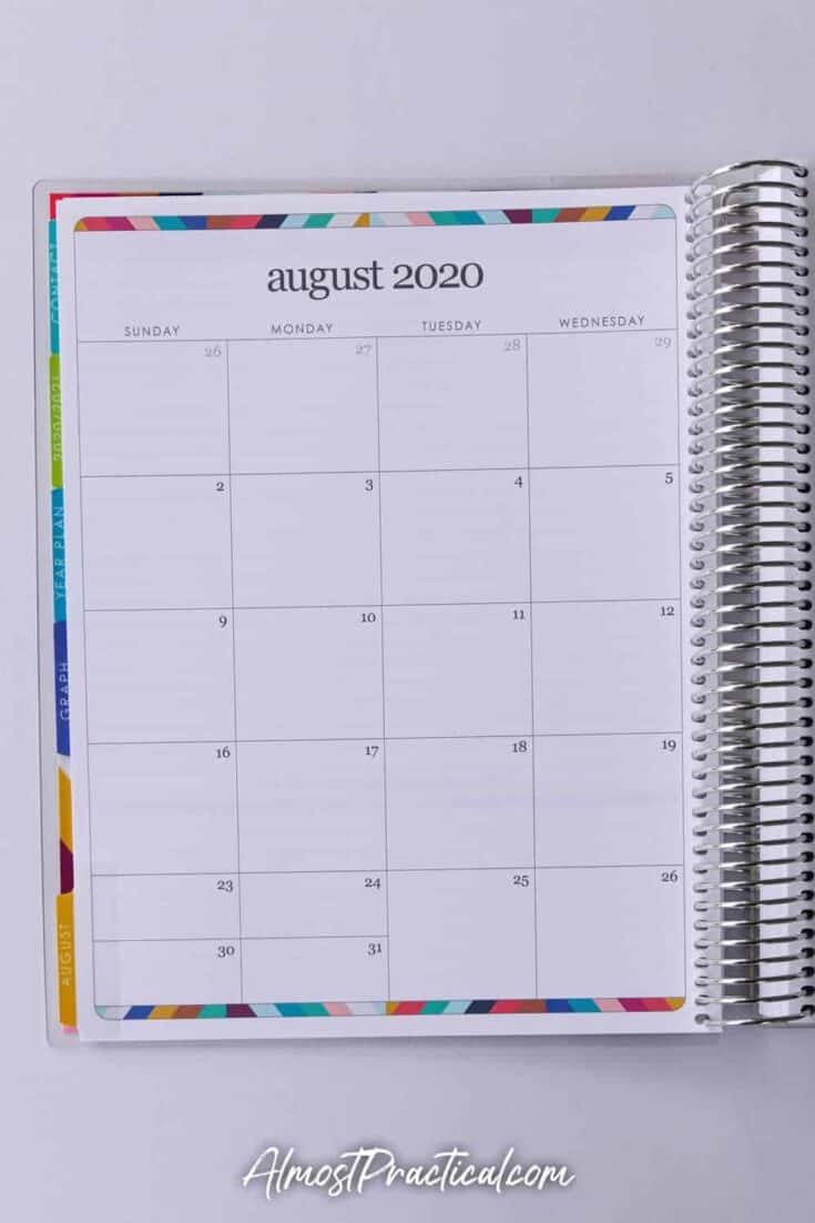 Monthly Calendar Spread in Erin Condren Teacher Planner