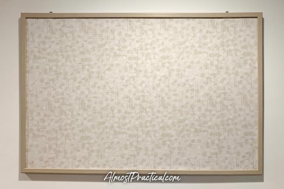 finished diy fabric covered bulletin board