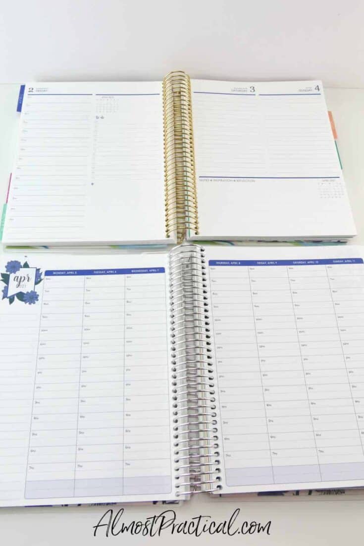 Erin Condren Daily Duo planner and LifePlanner hourly layout