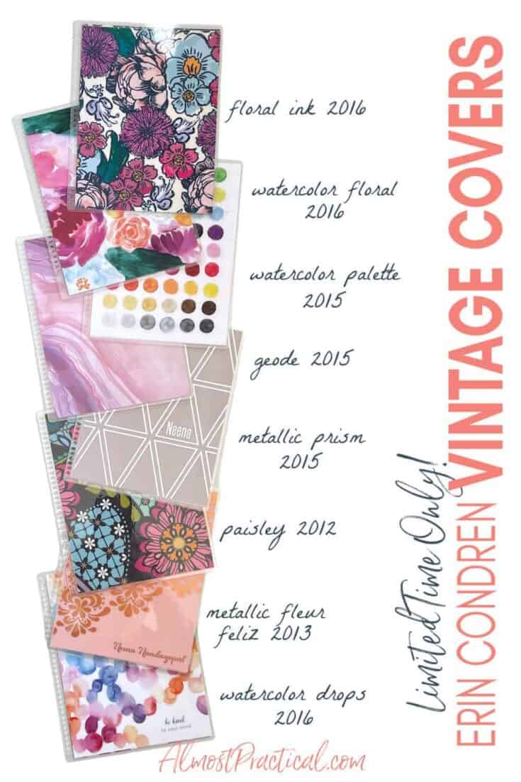 Stack of 8 Erin Condren Vintage LifePlanner covers