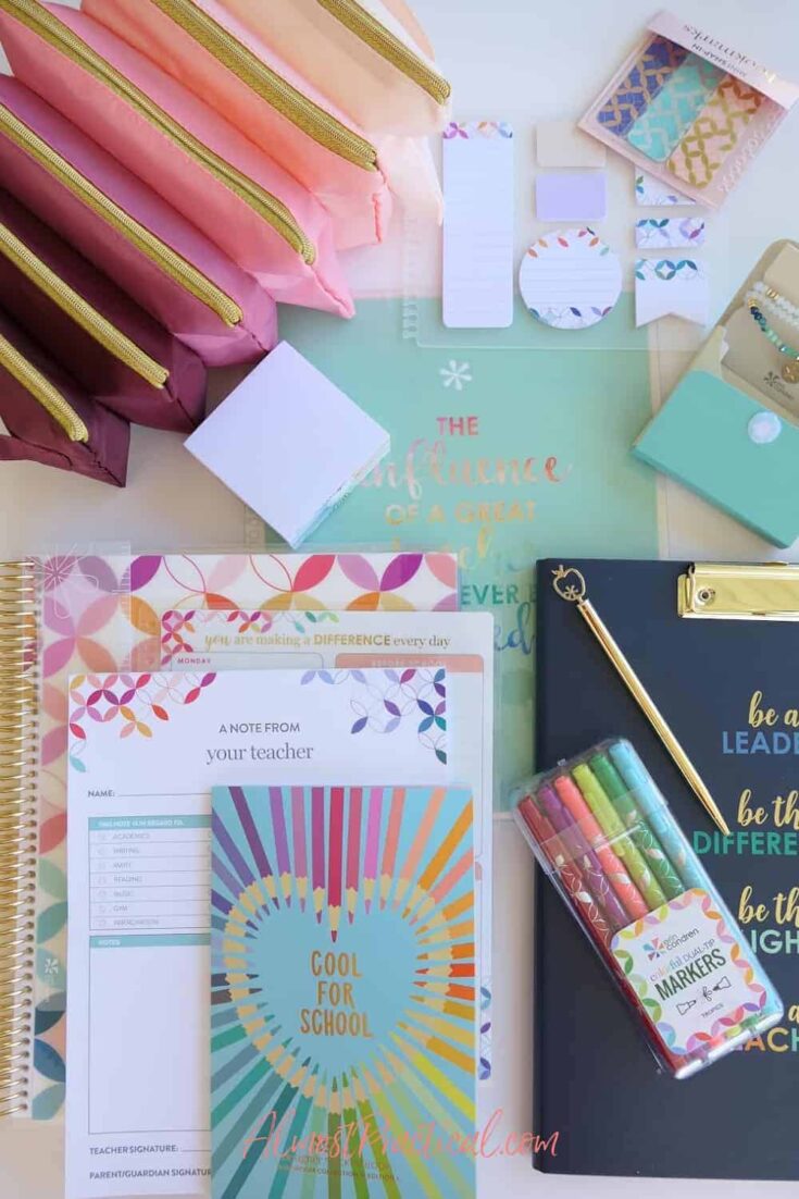 collection of Erin Condren Teacher Planner Accessories