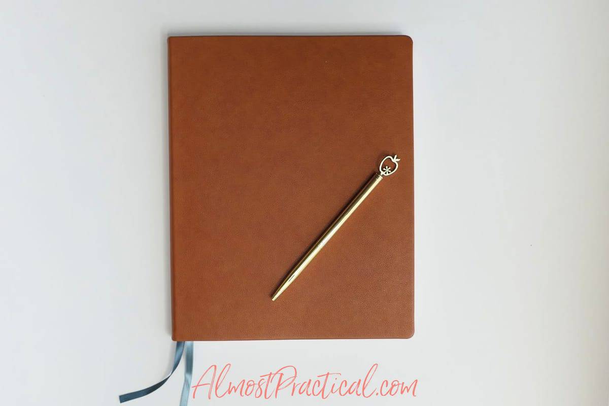 Softbound Erin Condren Teacher Lesson Planner with a camel colored vegan leather cover