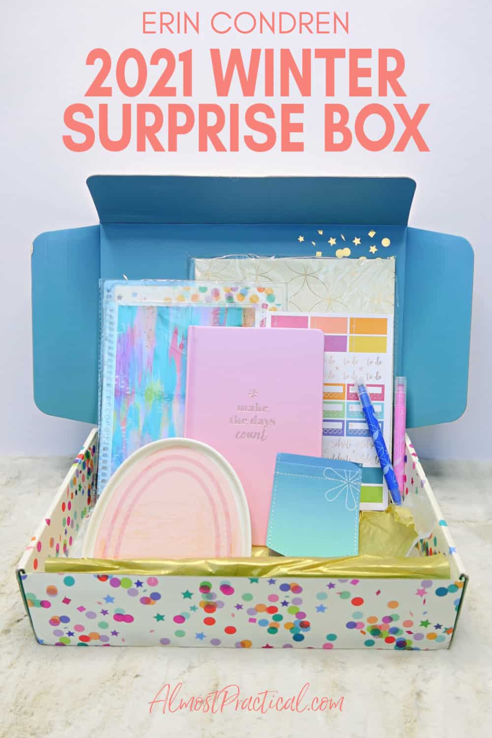 Erin Condren Surprise Box open displaying contents