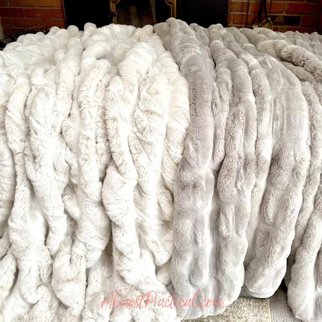 Pottery barn faux discount fur ruched throw