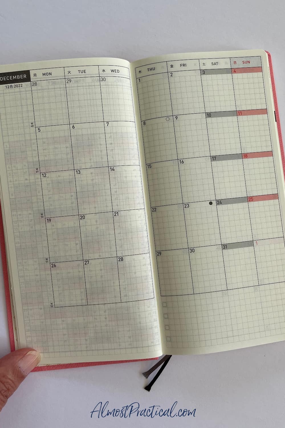 2 page per month spread in planner