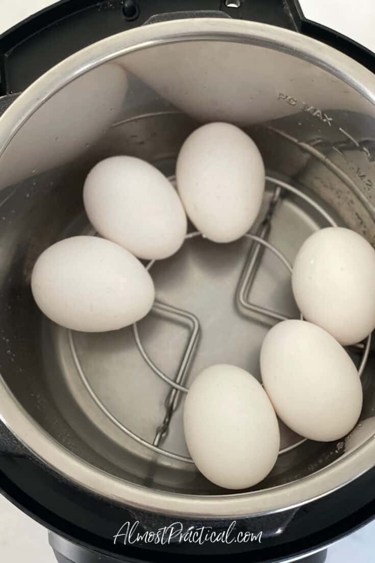 eggs on a trivet in the Instant Pot
