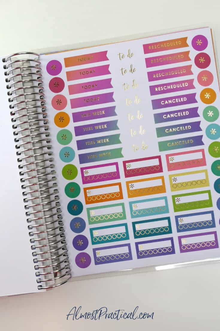 erin condren life planner page with stickers