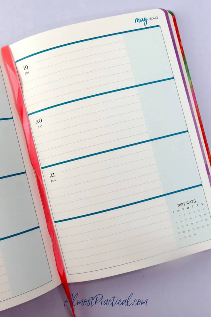 erin condren life planner page with horizontal layout