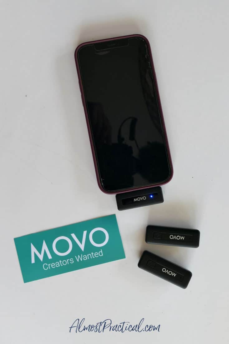 movo wireless mic receiver plugged into iphone
