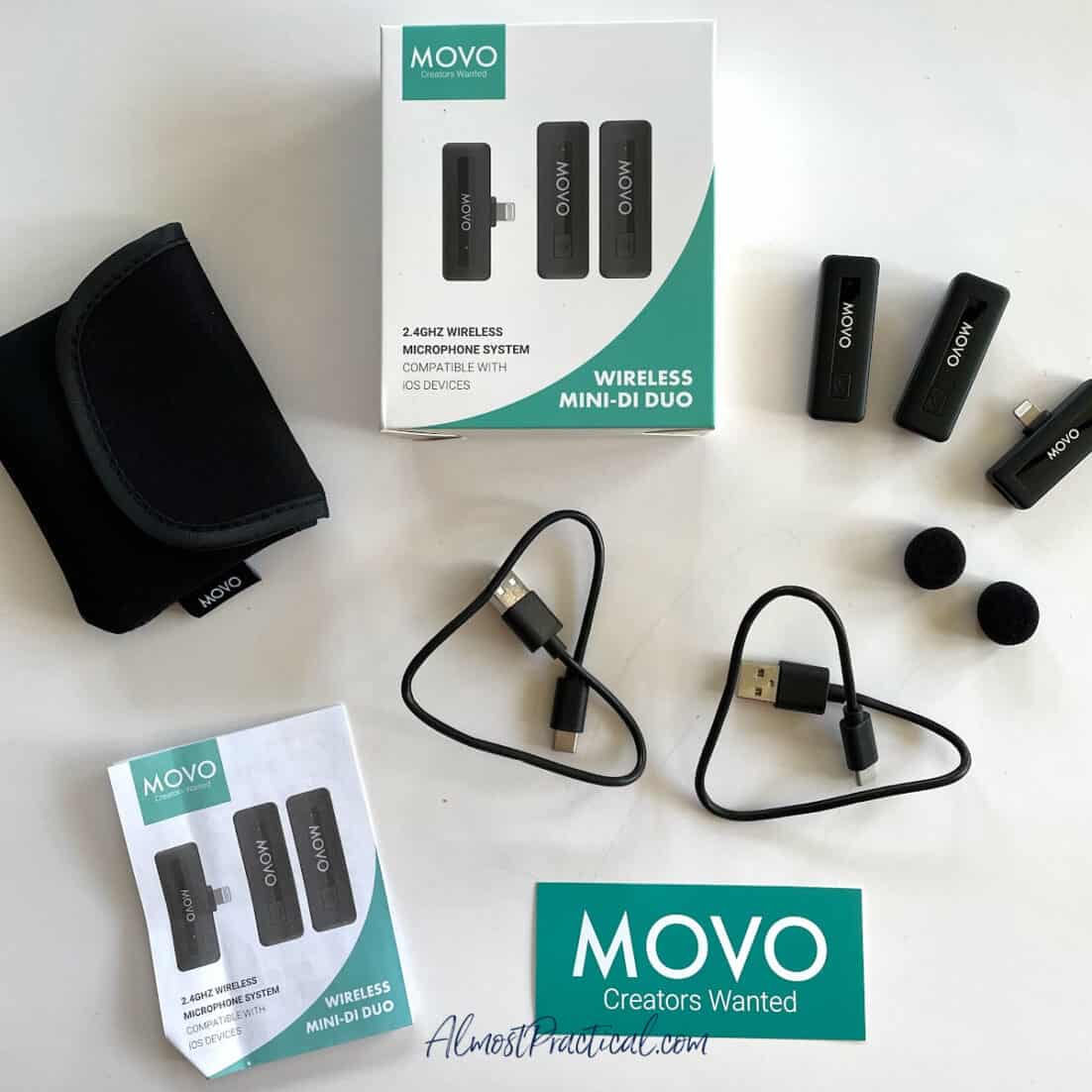 Movo Wireless Mini DI Duo Wireless Microphone for iPhone - iPhone  Microphone for Video Recording with Clip on Lavalier Microphone for iPhone  10 HR