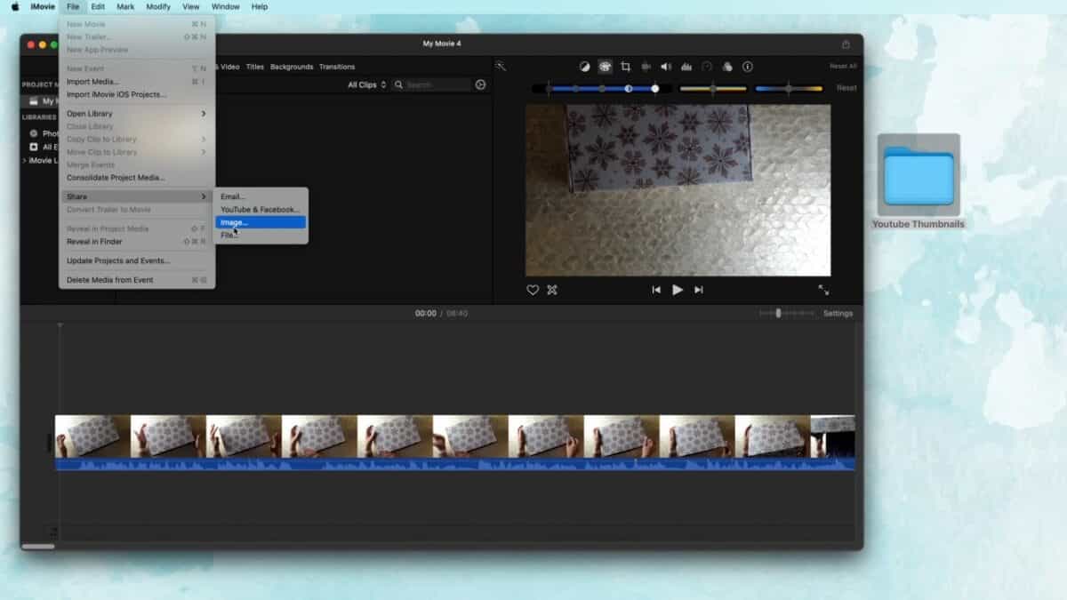 screenshot of iMovie share options in top menu bar