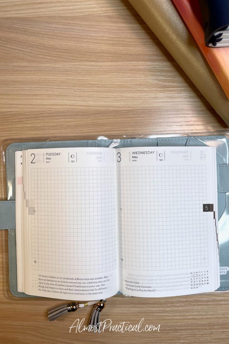 hobonichi techo book daily planner lying open on table