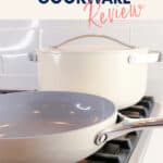 cream colored skillet and stock pot