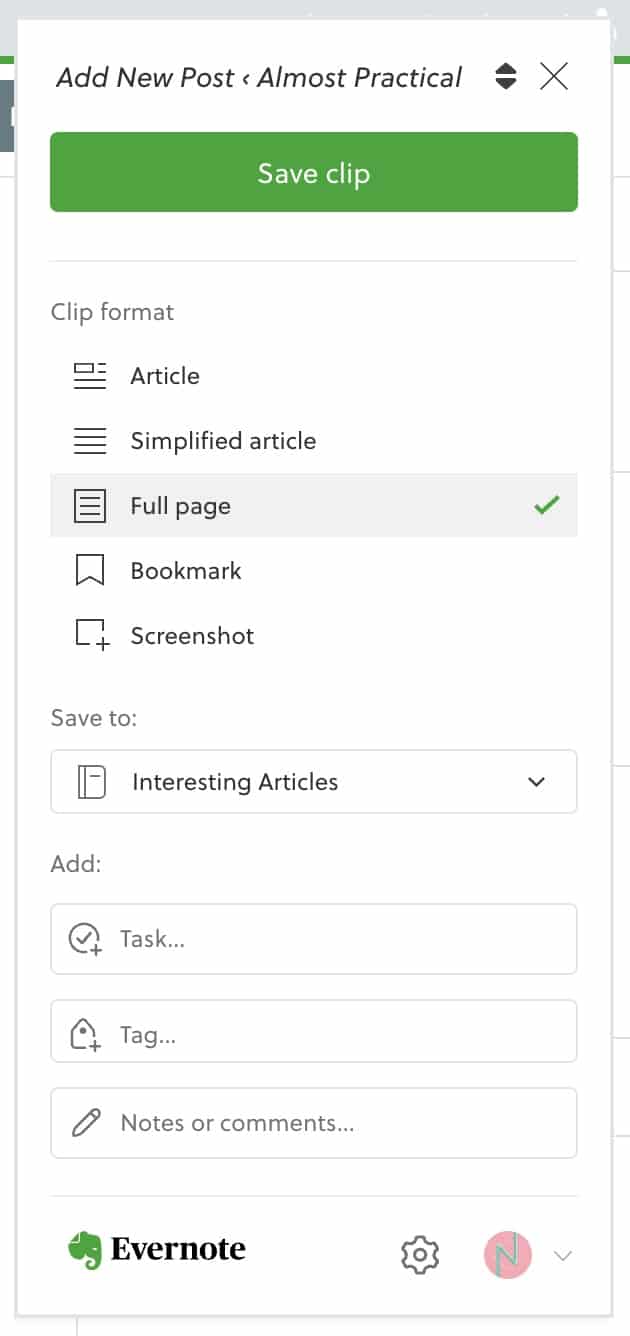 Evernote Tasks In Web Clipper New Feature