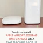 an eero router next to an Apple Airport Time Capsule