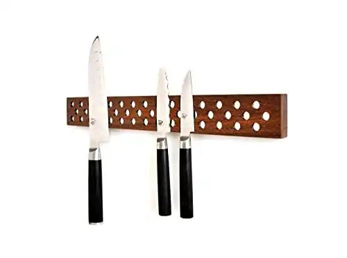 Magnetic Wooden Knife Bar Holder Strip, Cherry or Walnut, 12, 16, 20, or 24 Inch (16 Inch, Walnut)