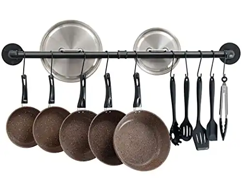 OROPY Wall Mounted Bar Style Pot Rack with Detachable Hooks