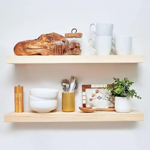 Rustic Farmhouse Floating Shelves - Unfinished, DIY Stain