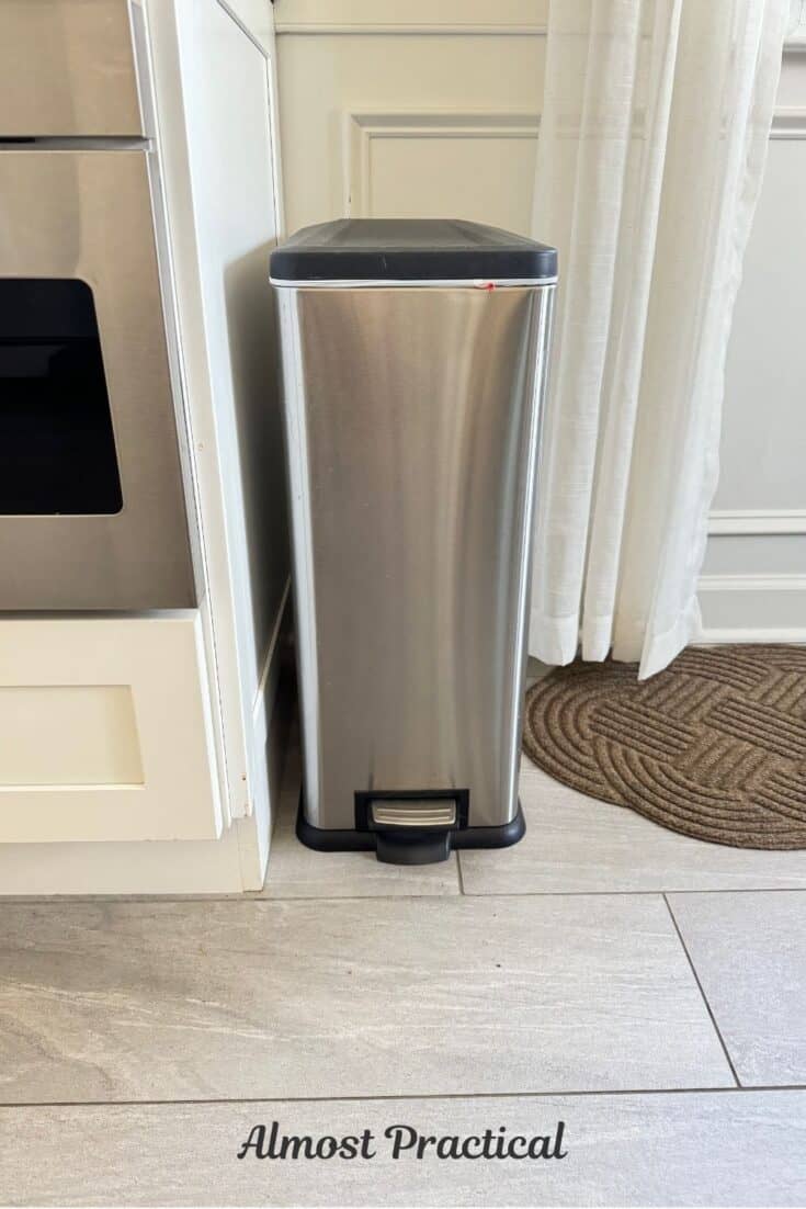 stainless steel kitchen trash can with foot pedal
