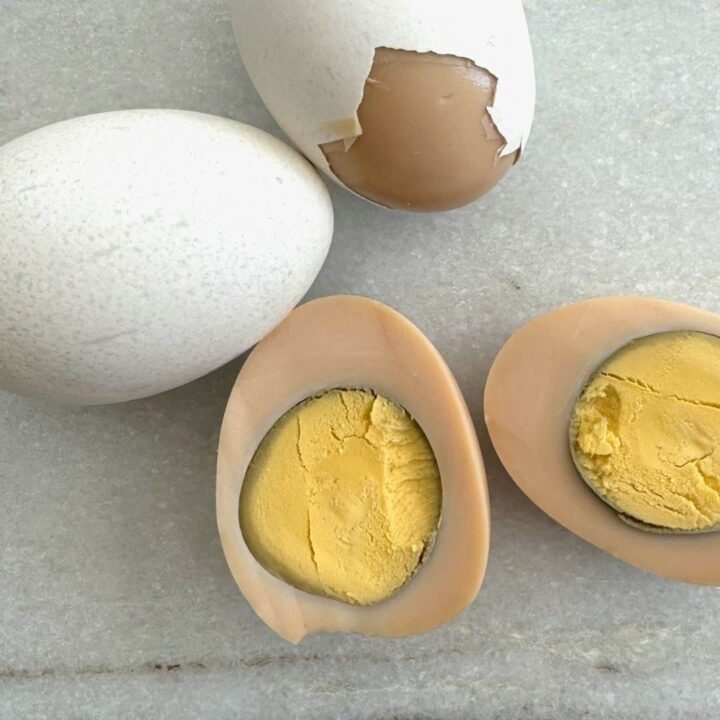 korean sauna eggs - hard boiled eggs but the whites turn brown