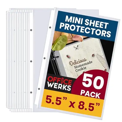 Officewerks Heavyweight Clear Mini Sheet Protectors Holds 5.5 x 8.5 Inch Sheets