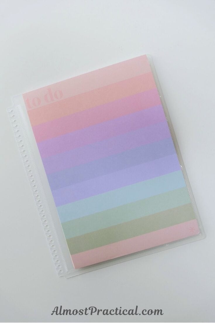 a to do notepad with rainbow colored lines
