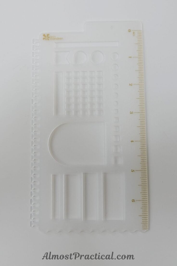 a clear ruler with stencil options for planning