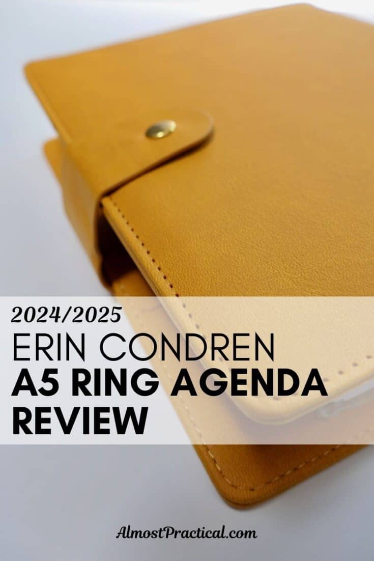 closed ring style agenda planner with a mustard yellow cover