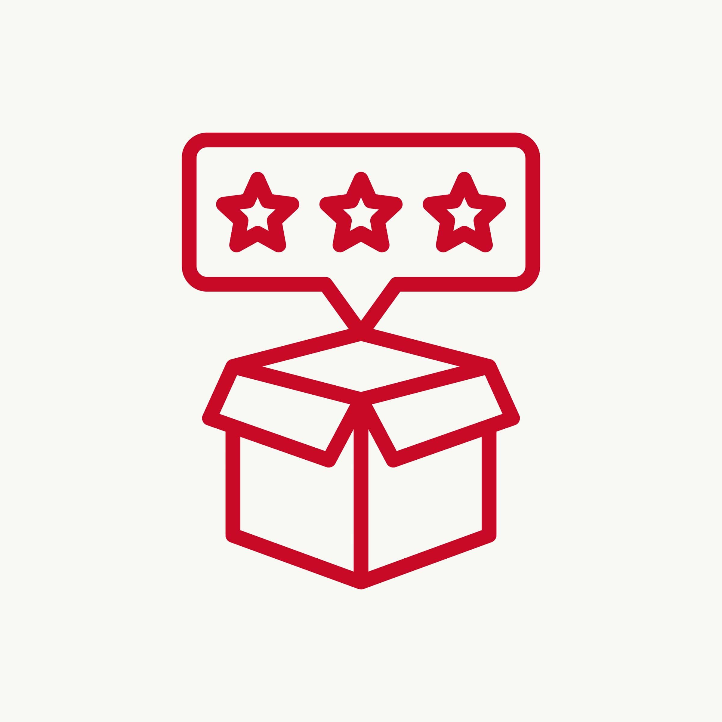box with stars in a speech bubble icon