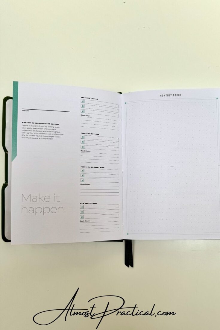 a two page goal setting planner layout