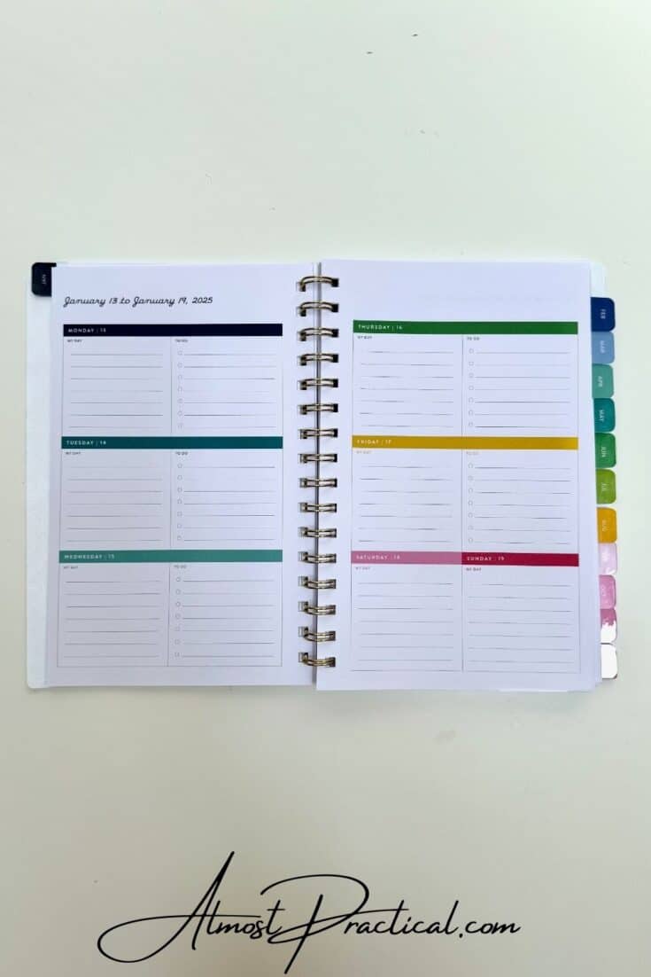 a two page per week planner layout