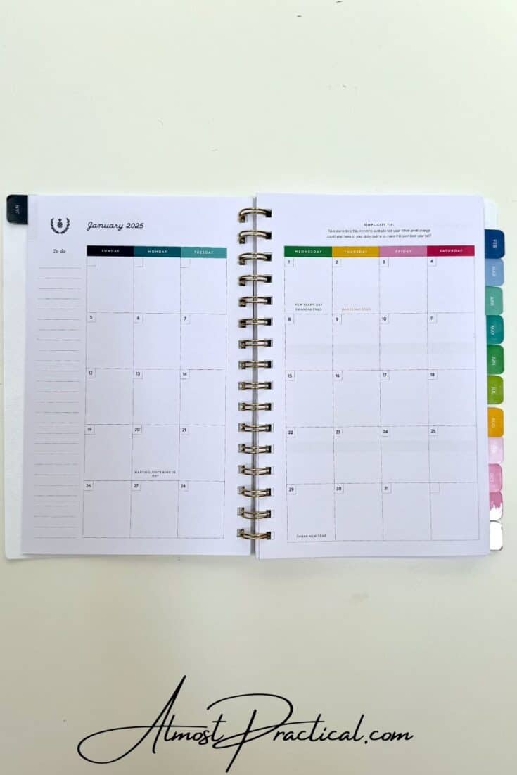 a two page per month planner layout