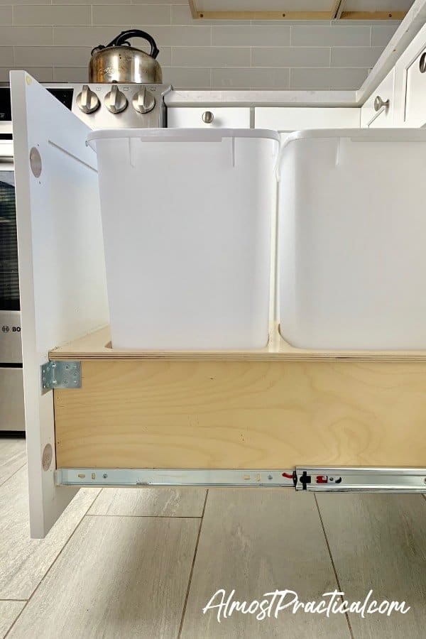 pull out kitchen trash can cabinet bottom mount